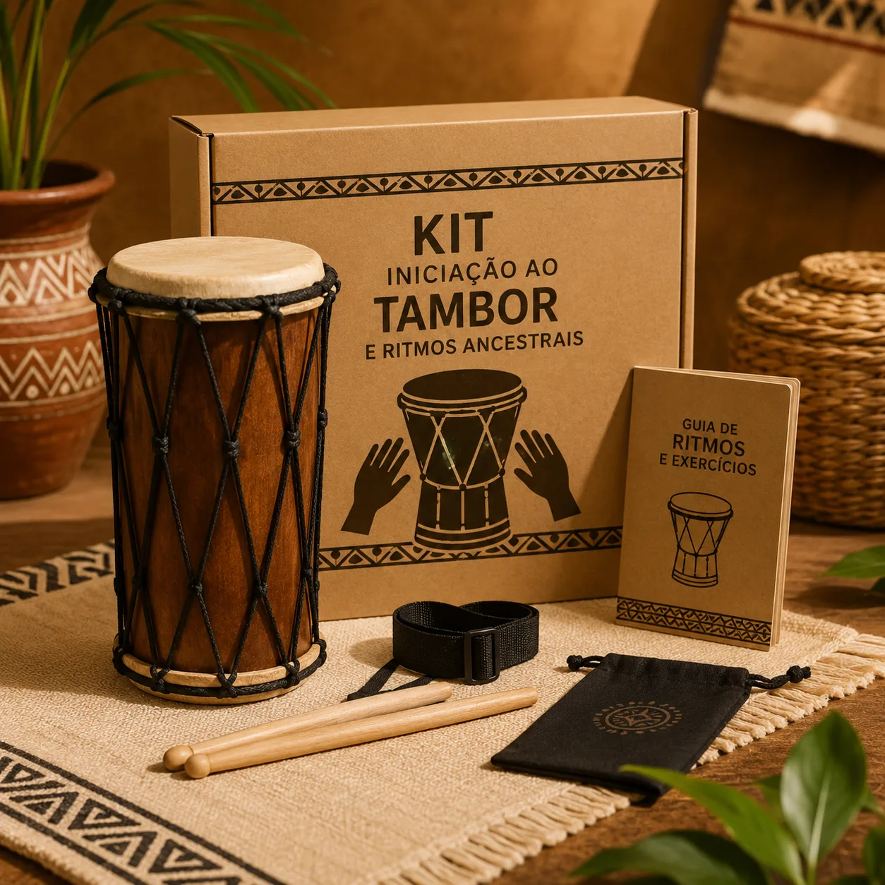 Kit Iniciação ao Tambor e Ritmos Ancestrais